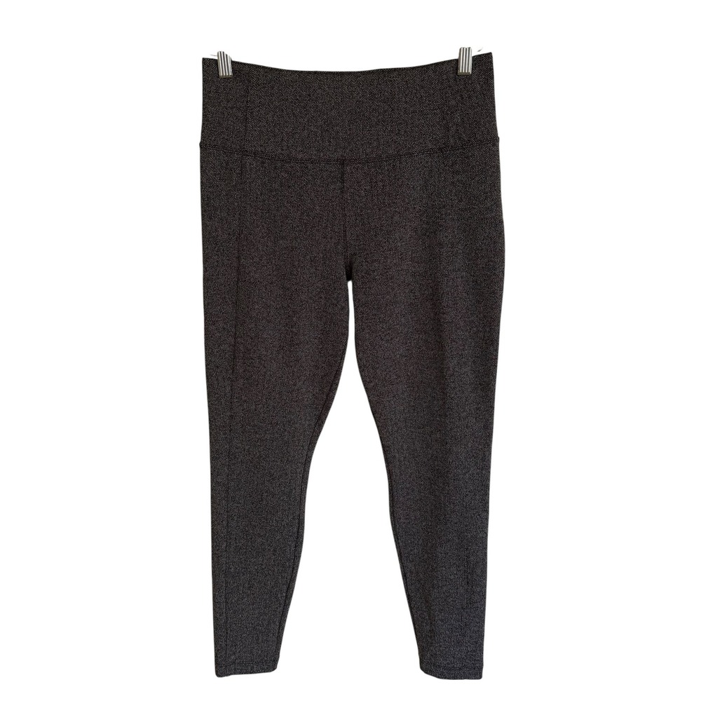 Athleta Delancey Herringbone Tight Leggings Black White‎ High Rise 487663 medium